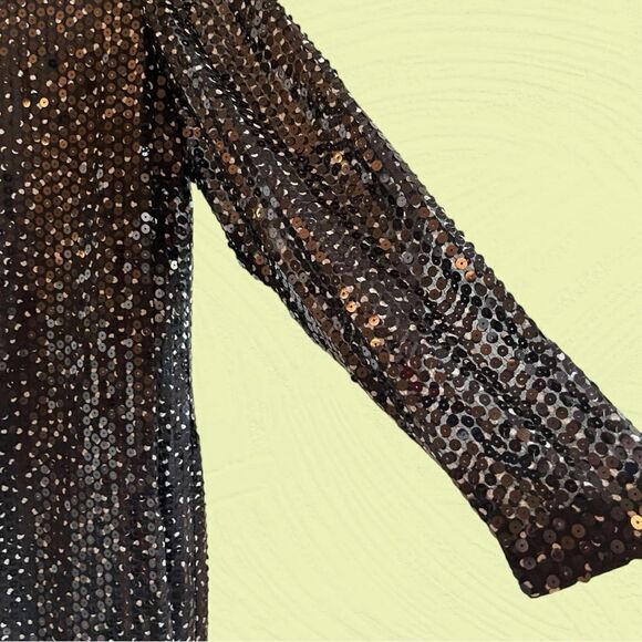 Vintage Rickie Freeman for Teri Jon silk sequin polkadot long sleeve dress - Picture 4 of 13